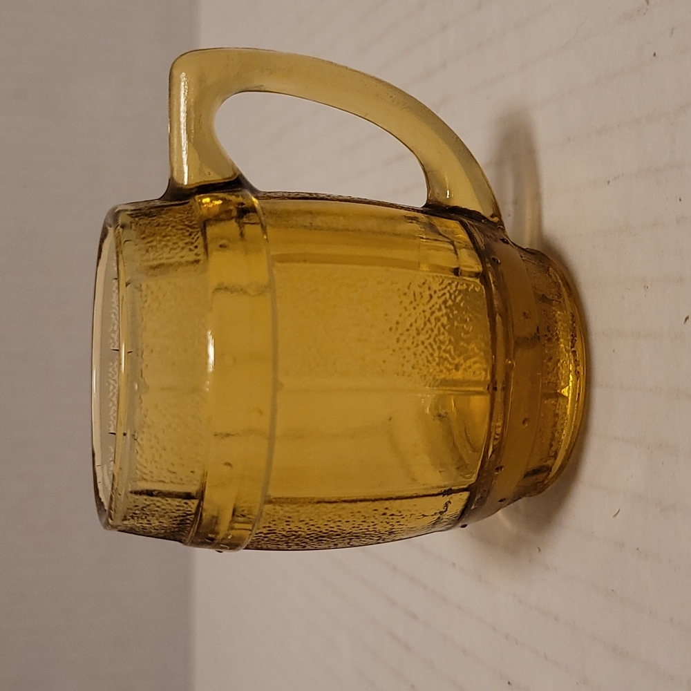 Vintage Amber Glass Barrel Shot Glass / Toothpick Holder